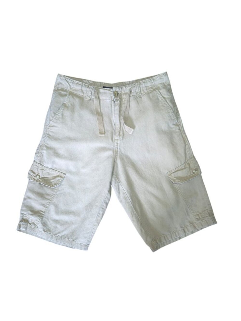 Sean John Men's Cargo Shorts Size 30 Beige Linen Cotton Blend Relaxed Fit Casual